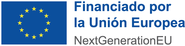 Logotipo de la Unión Europea con el texto "Financiado por la Unión Europea" y "NextGenerationEU", que representa iniciativas de financiamiento y apoyo para el desarrollo y la recuperación económica en Europa.